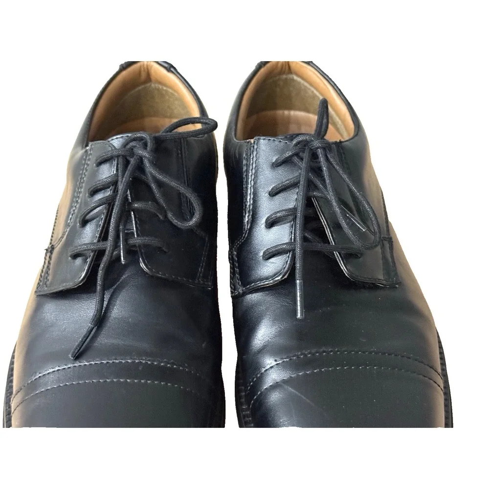 George Men's Black Size 9‎ Cap Toe Branford Oxford Dress Shoes Comfort Footbed